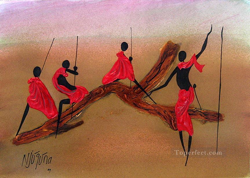 丸太議会アフリカ人油絵